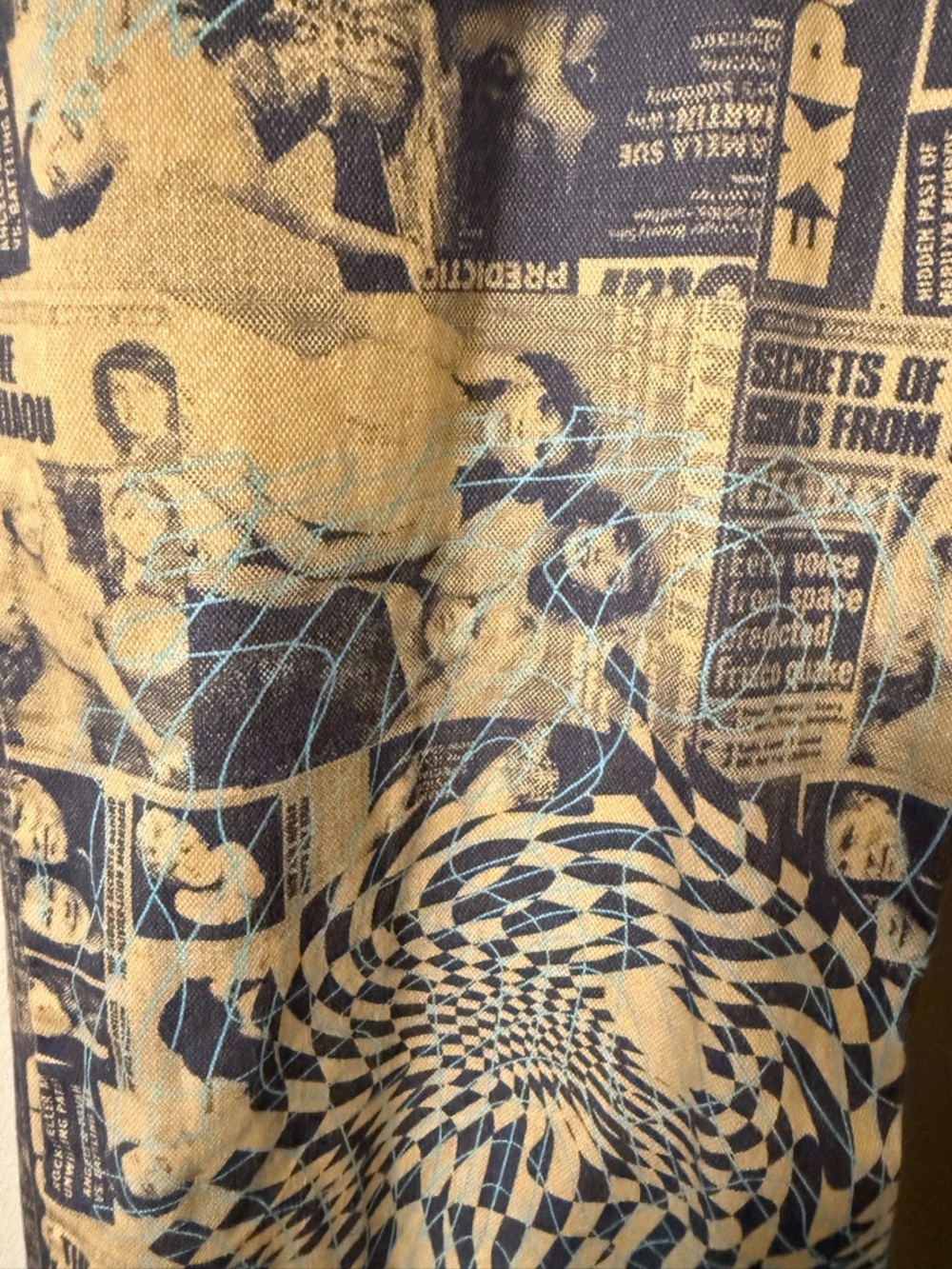 Miaou Fargo Pants Wanted Print XS Revolve Sold Out Graphic Barrel Leg High Rise - Picture 8 of 15